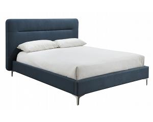 5ft King Size Fyn Steel Blue Linen Fabric Upholstered Bed Frame